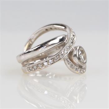 0.78ct TW Diamond 14kt White Gold Shank Woven Ring-Evaluated By Our Certified Gemologist-AGS/GIA