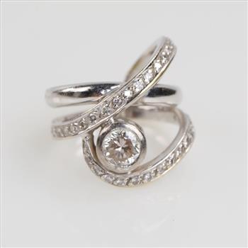 0.78ct TW Diamond 14kt White Gold Shank Woven Ring-Evaluated By Our Certified Gemologist-AGS/GIA