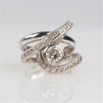 0.78ct TW Diamond 14kt White Gold Shank Woven Ring-Evaluated By Our Certified Gemologist-AGS/GIA