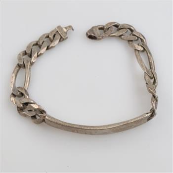 0.800-0.900 Silver Figaro Link ID Bracelet