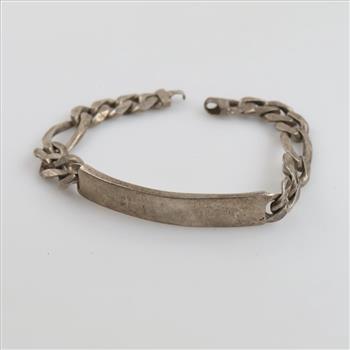 0.800-0.900 Silver Figaro Link ID Bracelet