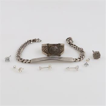 0.800-0.900 Silver Jewelry, 7 Pieces