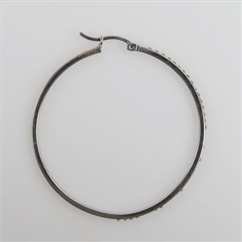 0.800-0.900 Silver Yellow Stone Hoop Earring