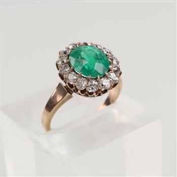 0.84ct TW Diamond 10kt Gold Emerald Ring -Evaluated By Our Certified Gemologist-AGS/GIA