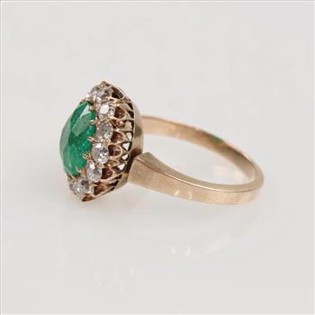 0.84ct TW Diamond 10kt Gold Emerald Ring -Evaluated By Our Certified Gemologist-AGS/GIA