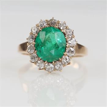 0.84ct TW Diamond 10kt Gold Emerald Ring -Evaluated By Our Certified Gemologist-AGS/GIA