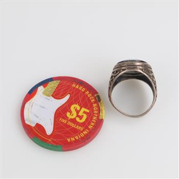 0.890 Silver Ring With Token, 2 Pieces