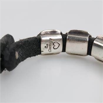 0.900 Silver Concho Leather Bracelet