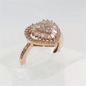 0.94ct TW Diamond 14kt Rose Gold Heart Ring-Evaluated By Our Certified Gemologist-AGS/GIA