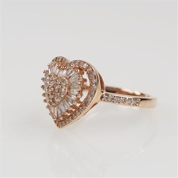 0.94ct TW Diamond 14kt Rose Gold Heart Ring-Evaluated By Our Certified Gemologist-AGS/GIA