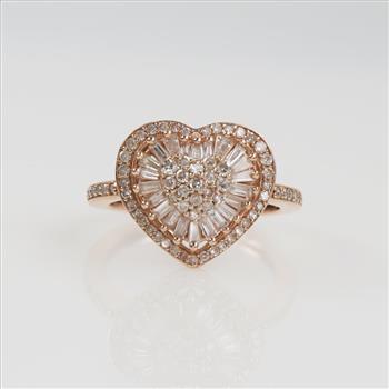 0.94ct TW Diamond 14kt Rose Gold Heart Ring-Evaluated By Our Certified Gemologist-AGS/GIA