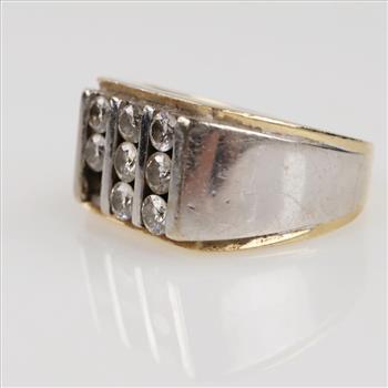 0.96ct TW Diamond 14kt Two Tone Gold Signet Ring -Evaluated By Our Certified Gemologist-AGS/GIA