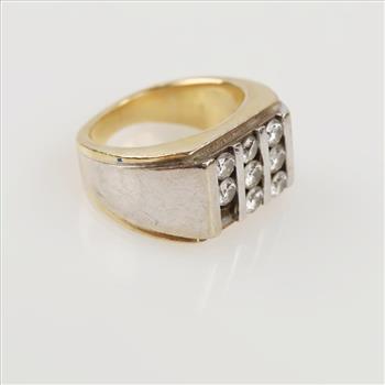 0.96ct TW Diamond 14kt Two Tone Gold Signet Ring -Evaluated By Our Certified Gemologist-AGS/GIA