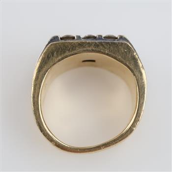 0.96ct TW Diamond 14kt Two Tone Gold Signet Ring -Evaluated By Our Certified Gemologist-AGS/GIA