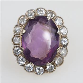 0.96ct TW Diamond And Amethyst 14kt Gold Ring-Evaluated By Our Certified Gemologist-AGS/GIA