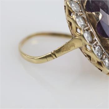 0.96ct TW Diamond And Amethyst 14kt Gold Ring-Evaluated By Our Certified Gemologist-AGS/GIA