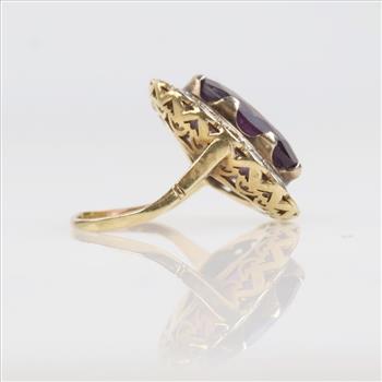 0.96ct TW Diamond And Amethyst 14kt Gold Ring-Evaluated By Our Certified Gemologist-AGS/GIA
