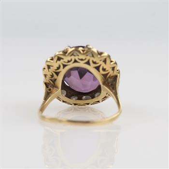 0.96ct TW Diamond And Amethyst 14kt Gold Ring-Evaluated By Our Certified Gemologist-AGS/GIA