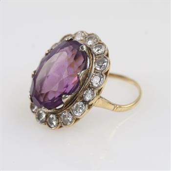 0.96ct TW Diamond And Amethyst 14kt Gold Ring-Evaluated By Our Certified Gemologist-AGS/GIA