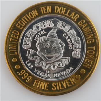 0.999 Silver And Brass Circus Circus Gaming Token