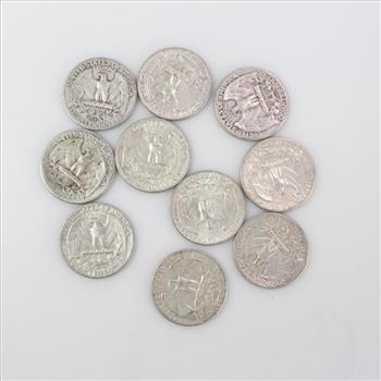10 Silver Washington Quarters