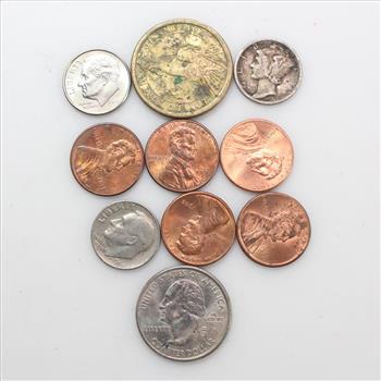 10 US Coins, Includes 1 Silver