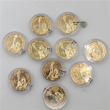 10 US Presidential One Dollar Coins