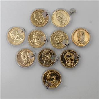 10 US Presidential One Dollar Coins
