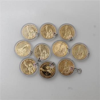 10 US Presidential One Dollar Coins