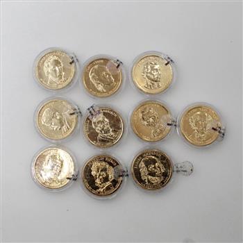 10 US Presidential One Dollar Coins