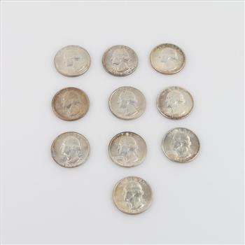 10 Washington Silver Quarters