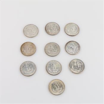 10 Washington Silver Quarters