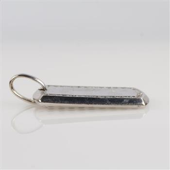 1.00ct TW Diamond 14kt White Gold Dog Tag Pendant-Evaluated By Our Certified Gemologist-AGS/GIA