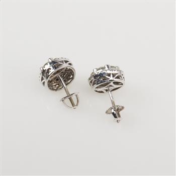 1.01cts TW Diamond 14kt White Gold Stud Earrings-Evaluated By Our Certified Gemologist-AGS/GIA