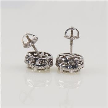 1.01cts TW Diamond 14kt White Gold Stud Earrings-Evaluated By Our Certified Gemologist-AGS/GIA