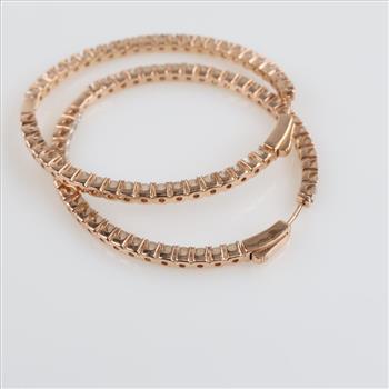 10.32cts TW Diamond 14kt Rose Gold Hoop Earrings-Evaluated By Our Certified Gemologist-AGS/GIA