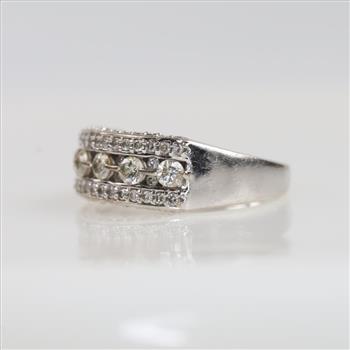 1.03cts TW Diamond 10kt White Gold Band-Evaluated By Our Certified Gemologist-AGS/GIA