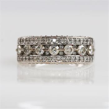 1.03cts TW Diamond 10kt White Gold Band-Evaluated By Our Certified Gemologist-AGS/GIA