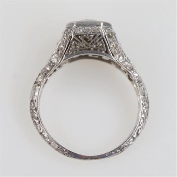 1.04ctTW Diamond Platinum Vintage Filigree Engagement Ring-Evaluated By Certified Gemologist-AGS/GIA