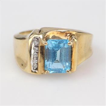 10k Gold 4g Ring With Diamond And Blue Stones | Property Room
