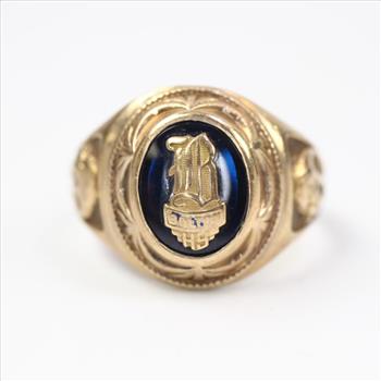 10k Gold Blue Stone Class Ring