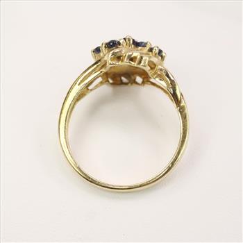 10k Gold Diamond Blue Stone Ring
