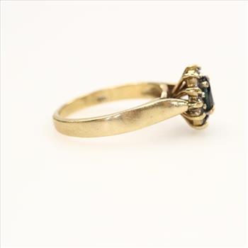 10k Gold Diamond Blue Stone Ring