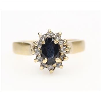 10k Gold Diamond Blue Stone Ring