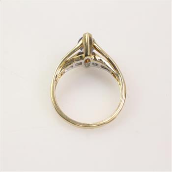 10k Gold Diamond Blue Stone Ring