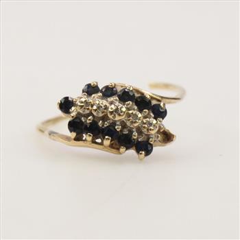 10k Gold Diamond Navy Blue Stone Ring