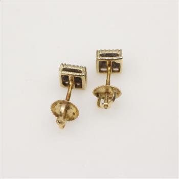 10k Gold Diamond Square Stud Earrings