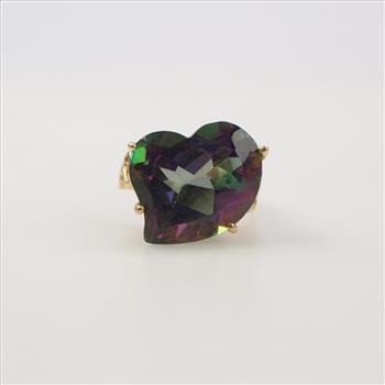 10k Gold Iridescent Stone Ring