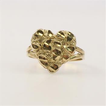 10k Gold Raw Nugget Heart Ring