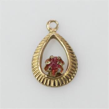 10k Gold Red Stone Pendant 0.7g